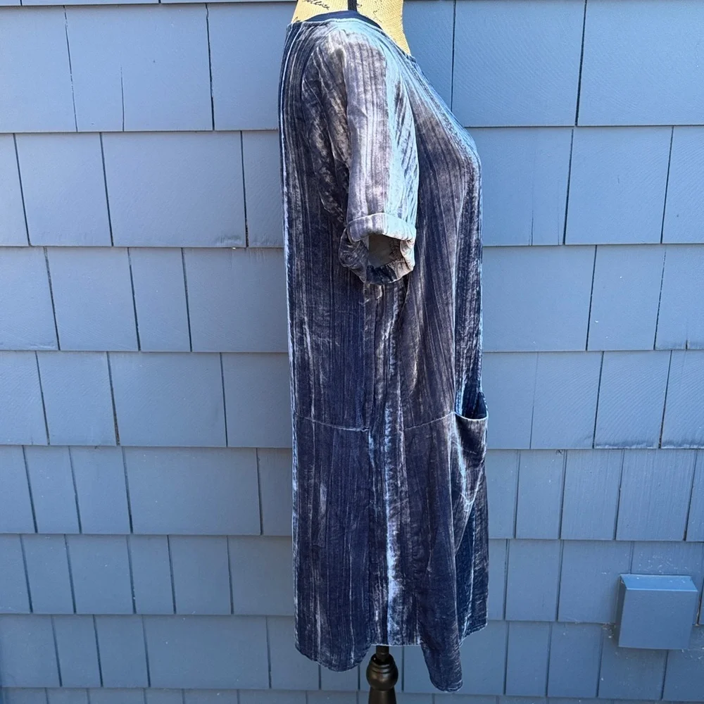 Anthropologie Floreat Velvet Textured Blue Mini Dress